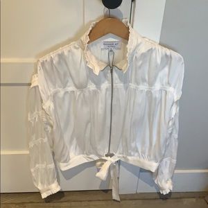 White soft polyester ruffle jacket NWT!!